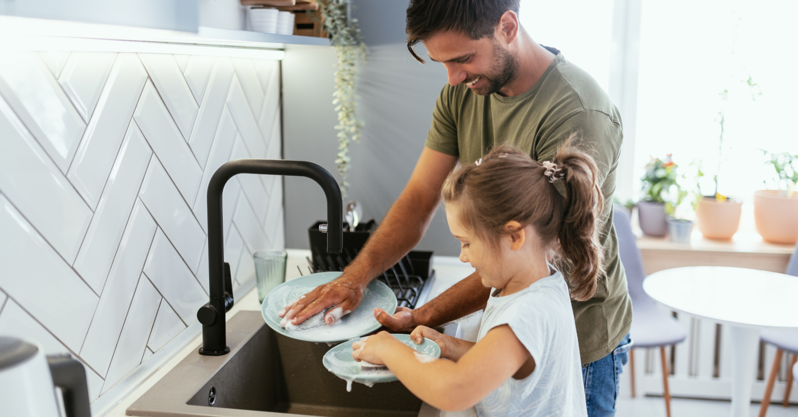 Family doing the washing up