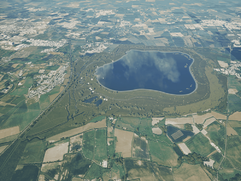 An illustration showing the view of the proposed Oxfordshire reservoir from north