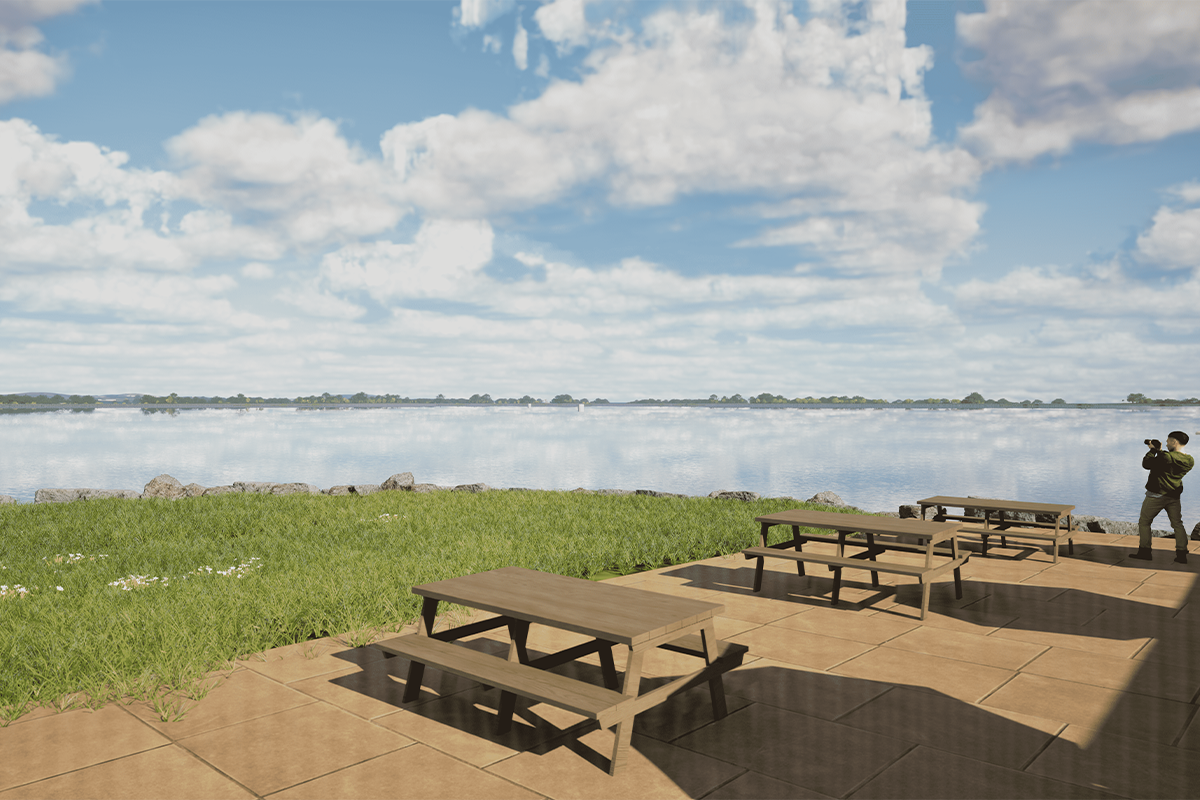 An illustration of the cafe at Thames Water's proposed new reservoir