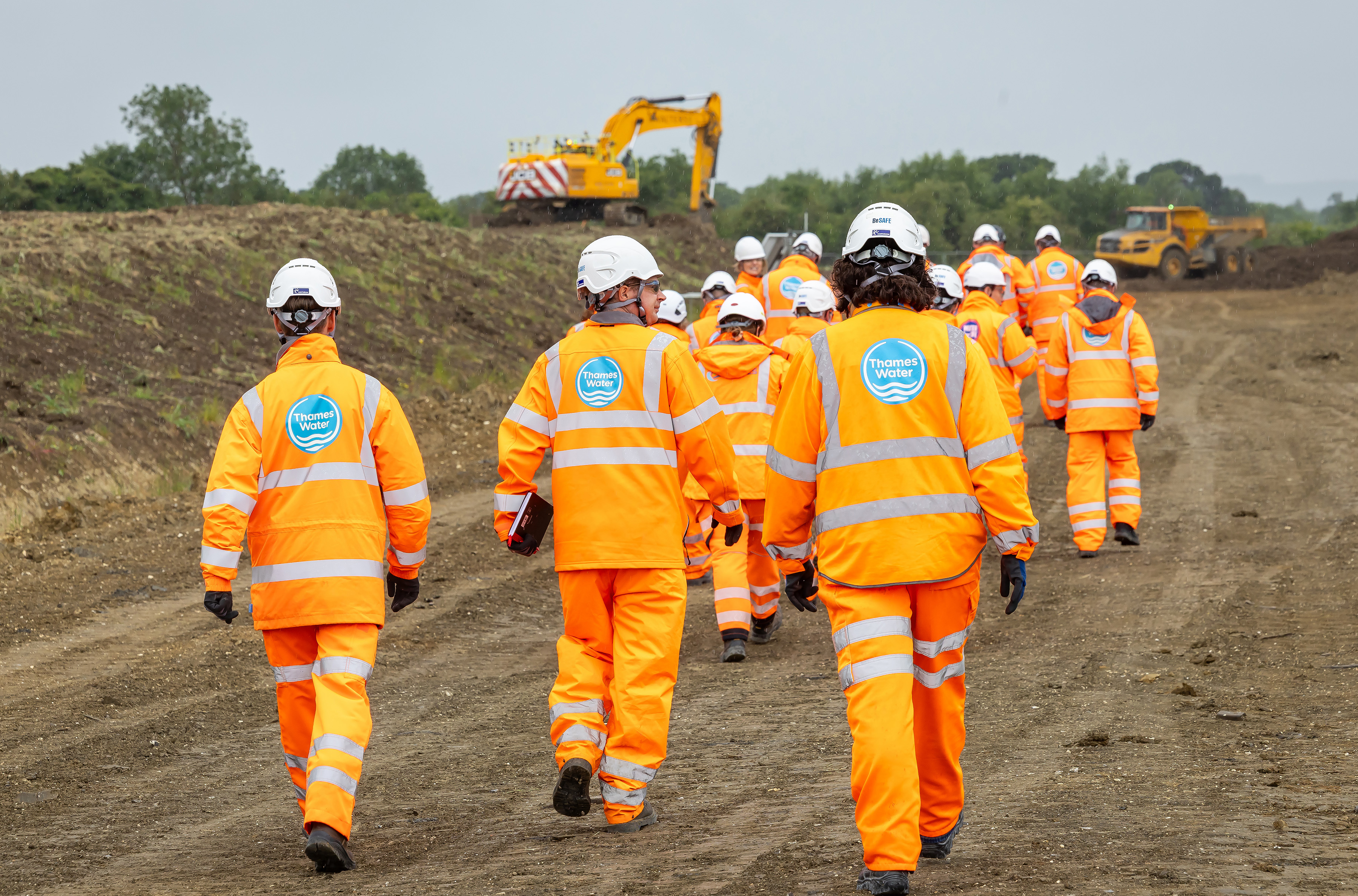 Visitors at Thames Water's trial embankments at the proposed reservoir site