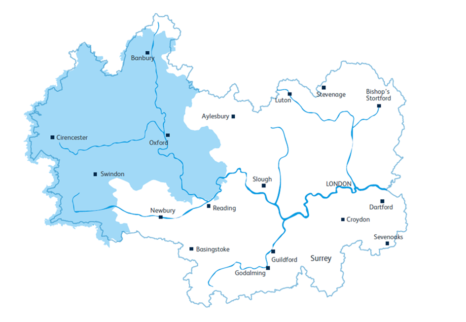Map showing areas affected by hosepipe ban