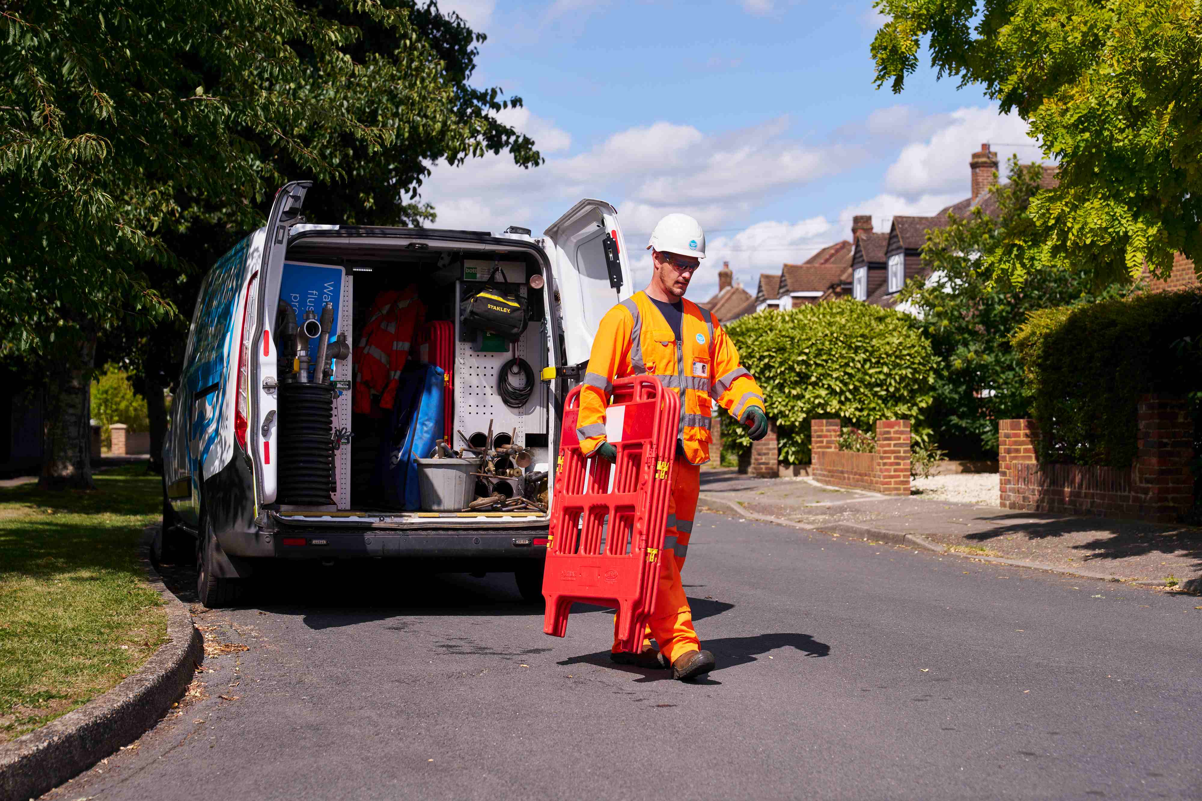 engineer putting barriers up