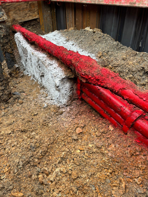 6no. BT ducting that was encased in concrete above the live 30” Cl