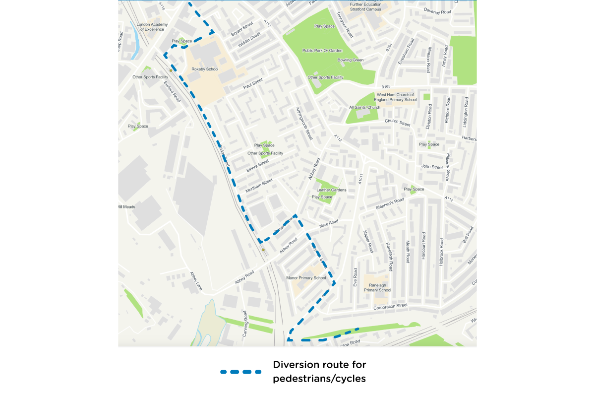 Bridge Road Greenway diversion map