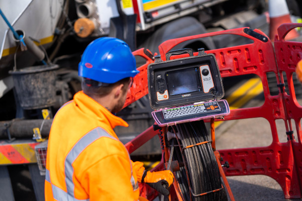 CCTV surveying in sewer pipe