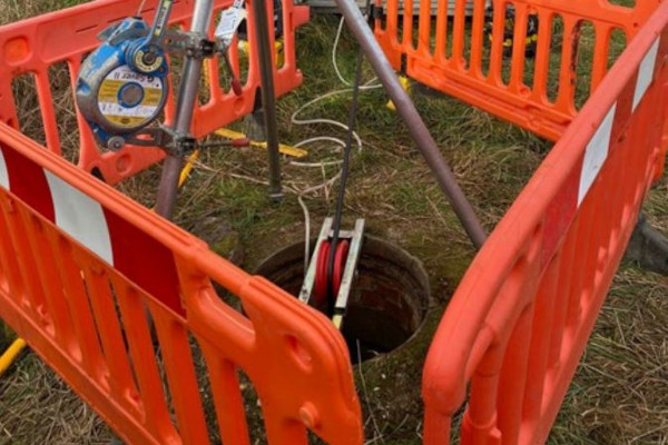 Sewer re-lining in progress