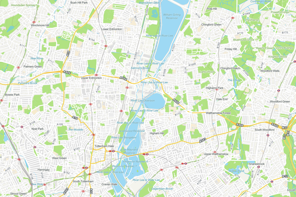 Map showing the wetlands and reservoirs