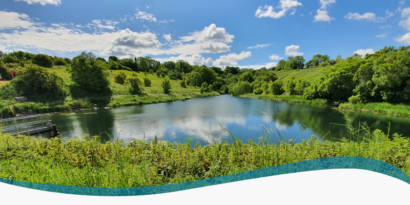 A reservoir on a sunny day