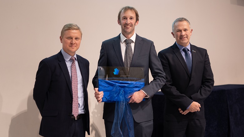 A Thames Water representative accepting the award