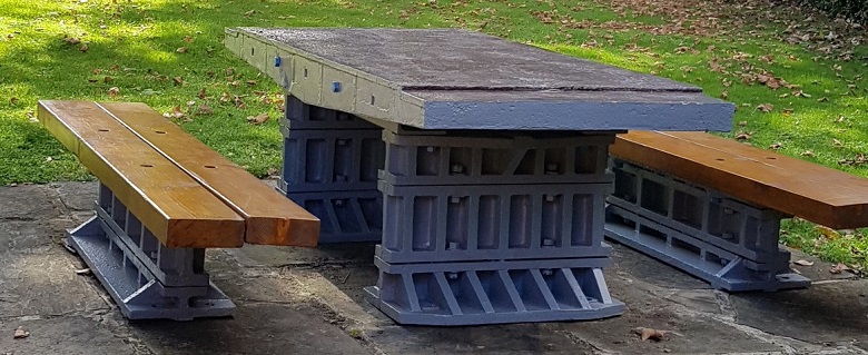 The picnic bench at Abbey Mills