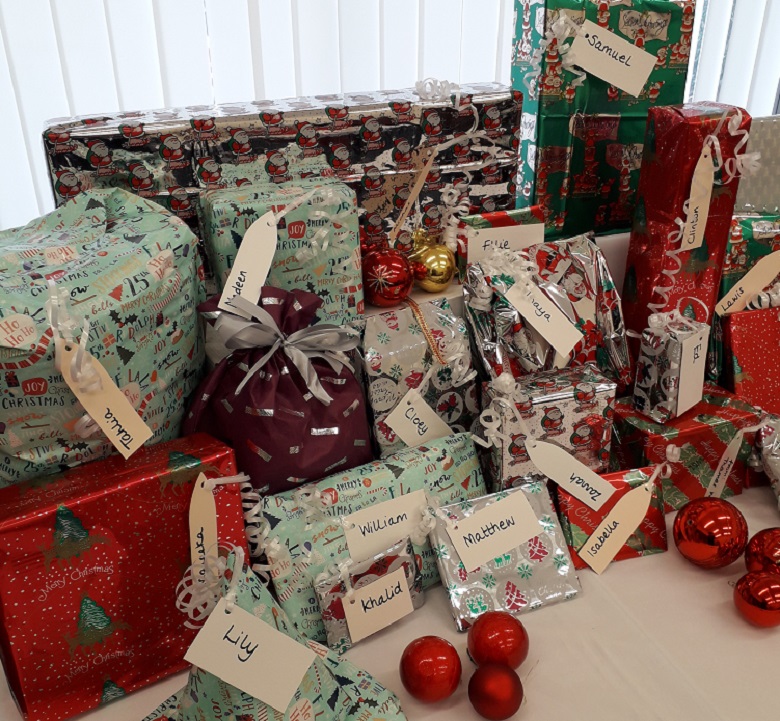 Some of the Christmas presents bought by Thames Water staff for disadvantaged children