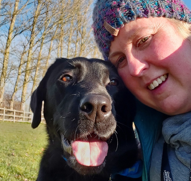 Kirsty Halford with former guide dog Victoria