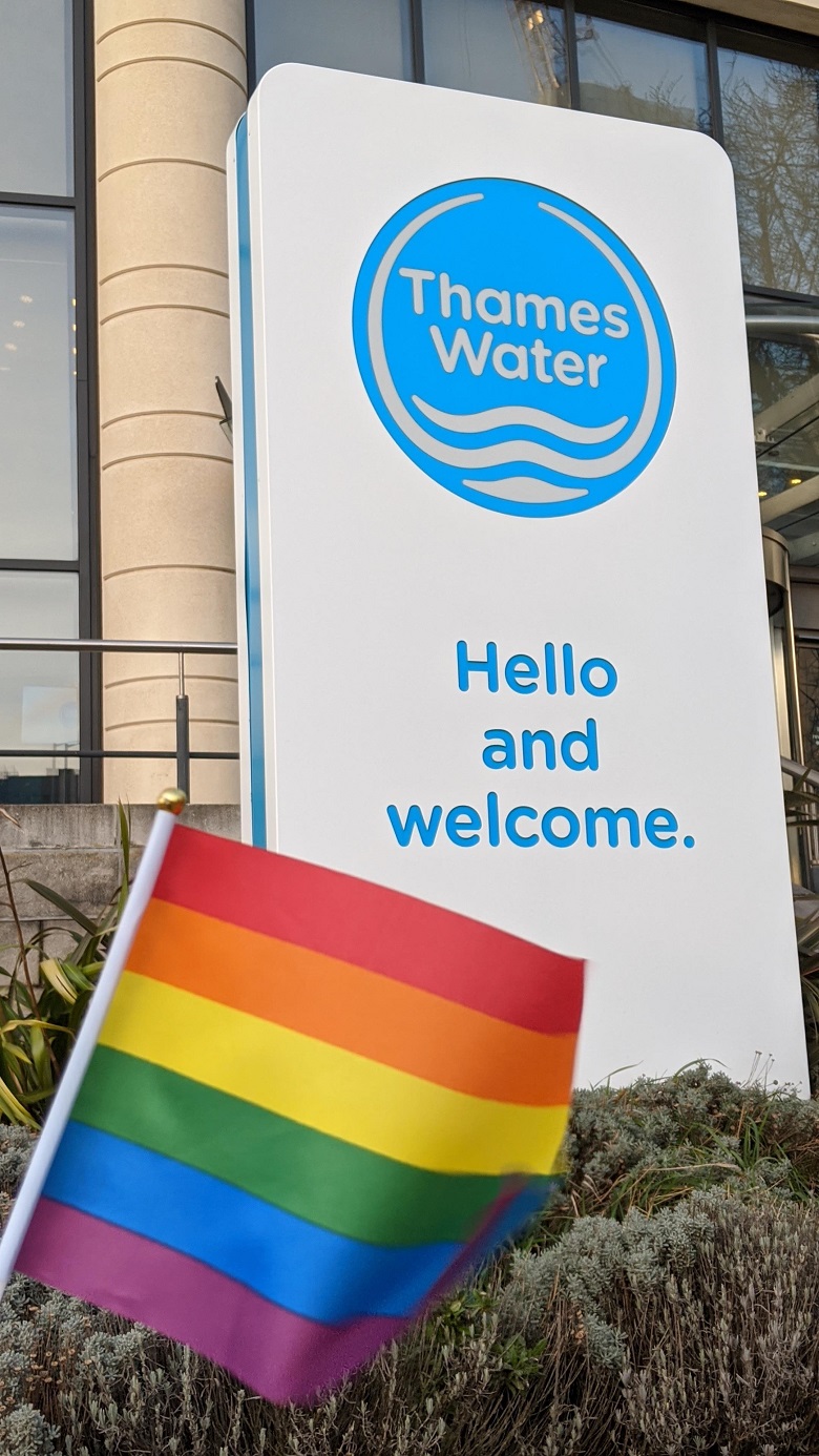 A pride flag waving near the entrance of Clearwater Court