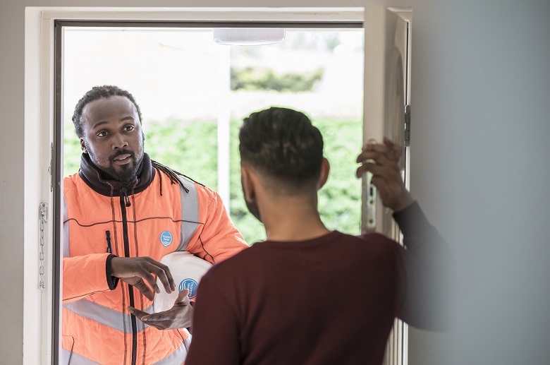 Thames Water representative at customer's house
