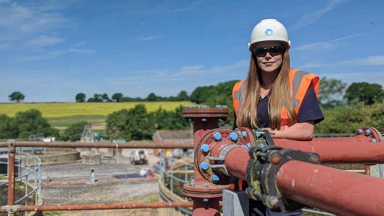 Female engineer Rachael Trigg at Chieveley Sewage Works