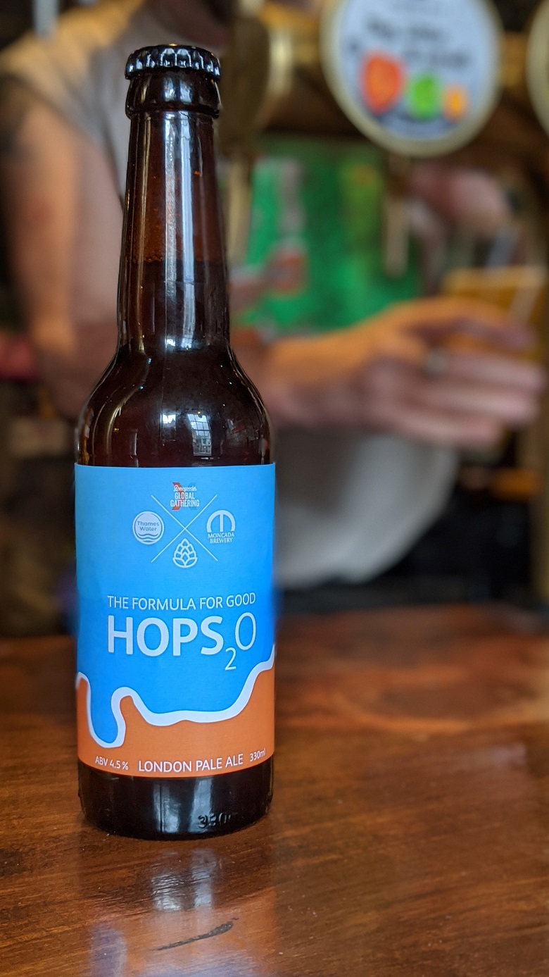 A bottle of Thames Water's charity beer Hops2O