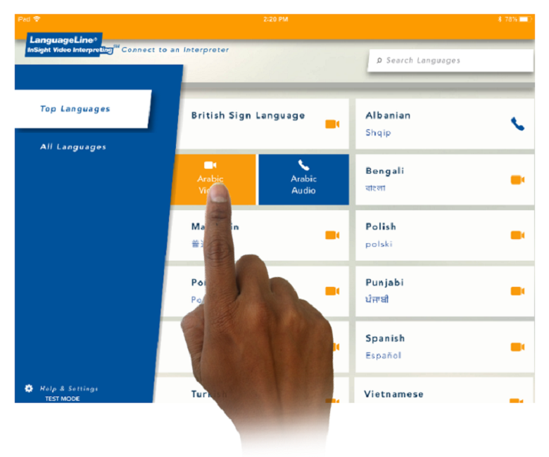 LanguageLine's British Sign Language option