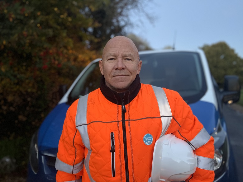 Dom Littlewood dressed in Thames Water orange high-vis