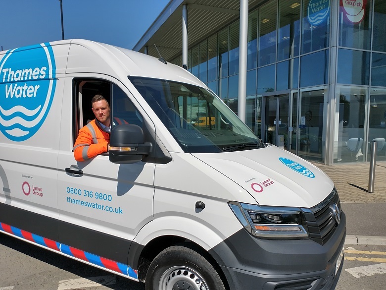 Matt Hughes, of Lanes Group, in one of the new vans being used by Thames Water engineers