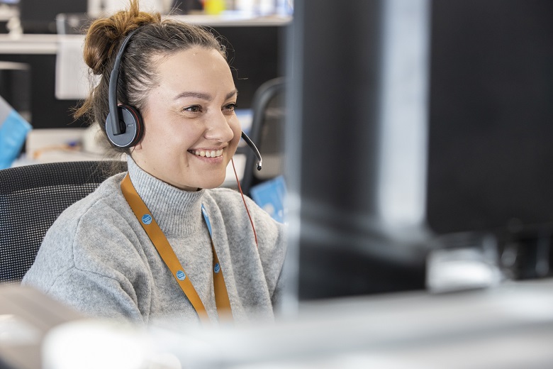 Thames Water employee on the phone to a customer