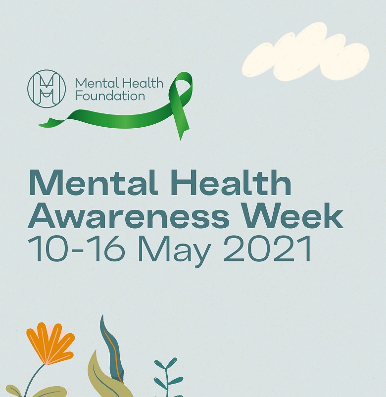 A green logo saying mental health awareness week