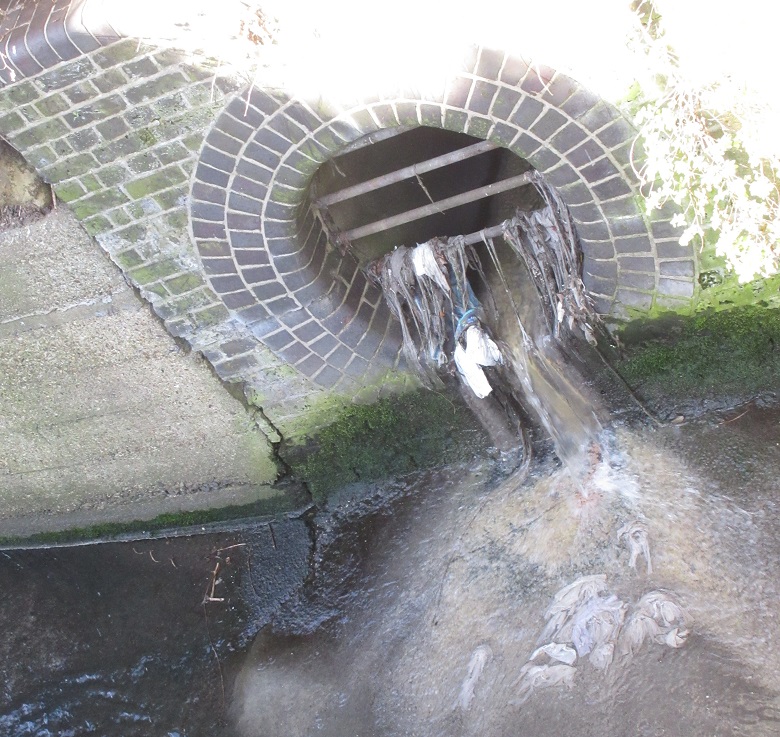 A pipe flowing into a river