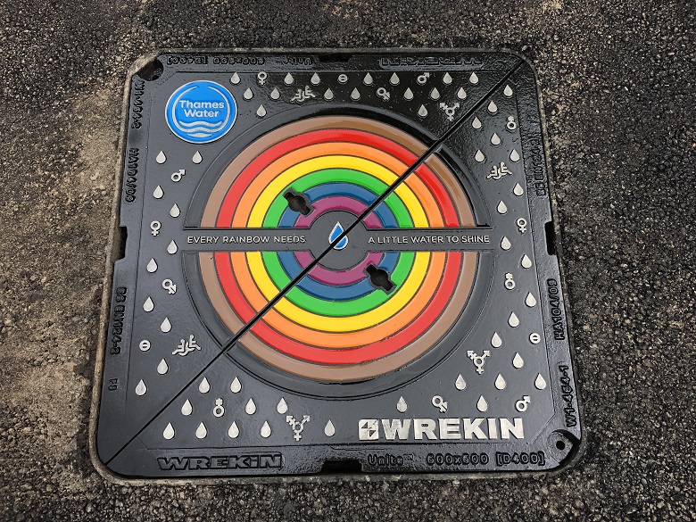 LGBTQ+ drain cover in situ