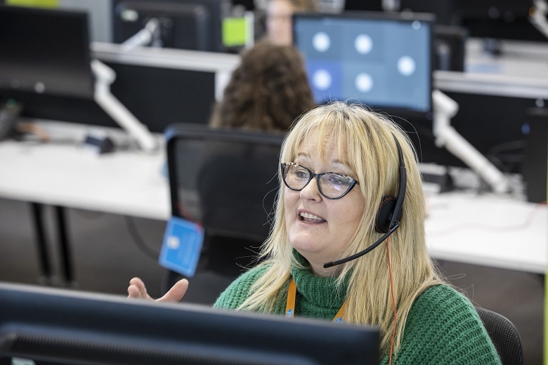 A customer agent on the phone