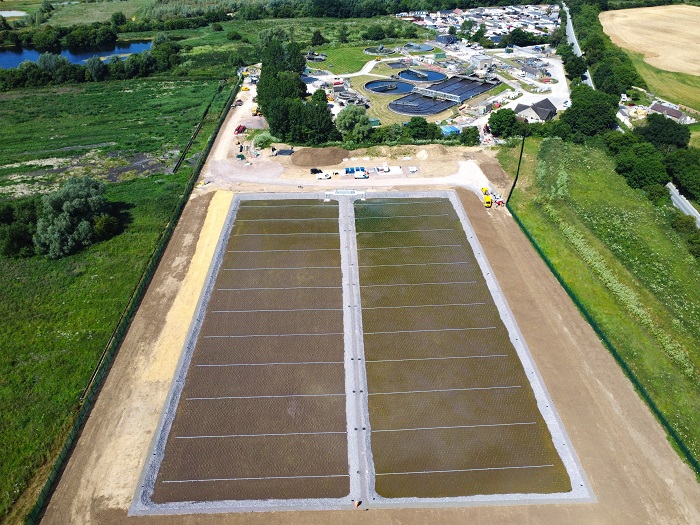 An aerial view of Cirencester STW and the new filtration bed