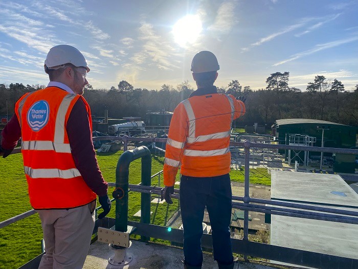 Peter Swallow MP and Dale Vokings looking at the new infrastructure on site