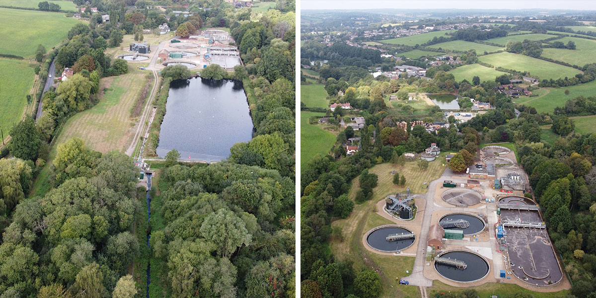 Two images of Chesham water treatment works