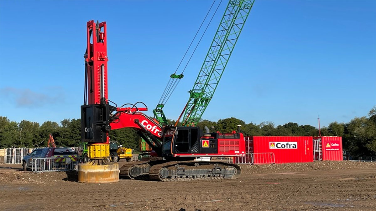 Am image of a rig machine compacting the ground on site