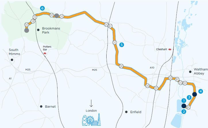 Thames Water to Affinity Water regional transfer map