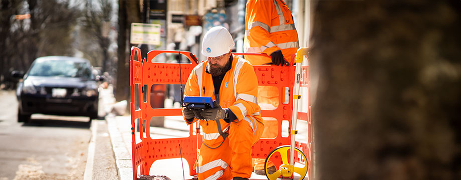 A Thames worker checks for leaks