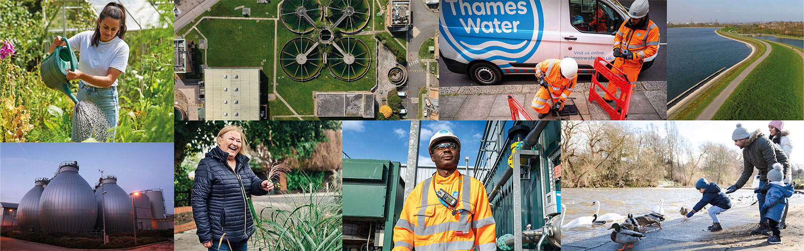 A montage banner of images of Thames customers and workers