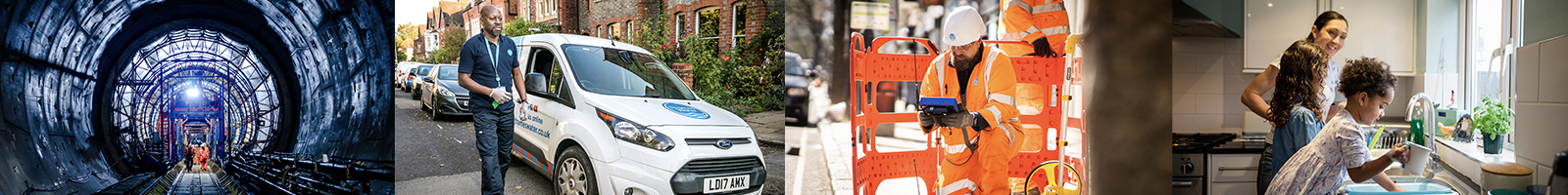 A montage of four images of Thames workers and customers