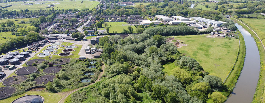 An aerial view of a river