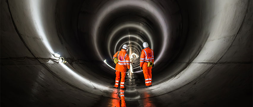 Thames Water workers in a tunnel
