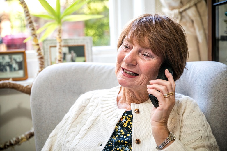 A customer speaking on the telephone