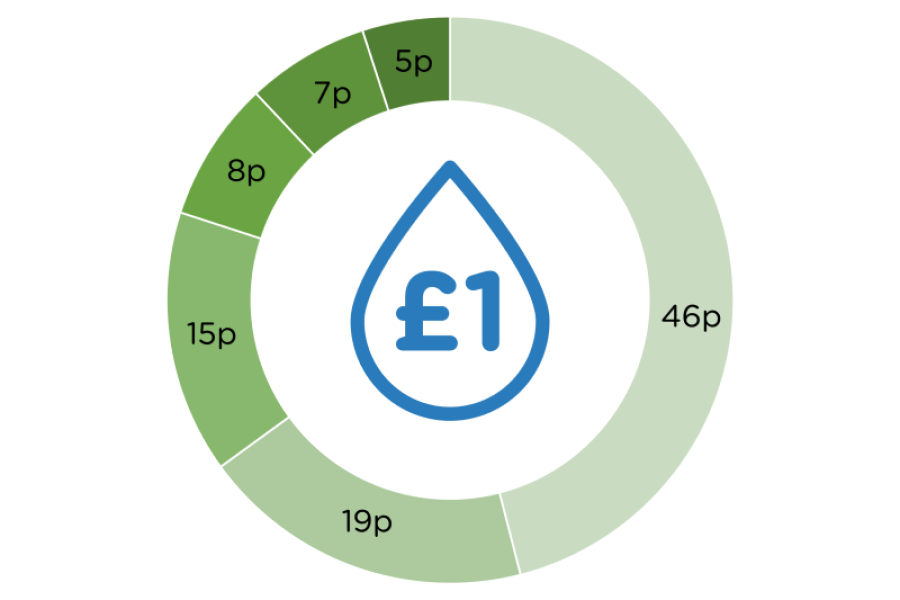 Visual breakdown of how a pound is spent within Thames Water