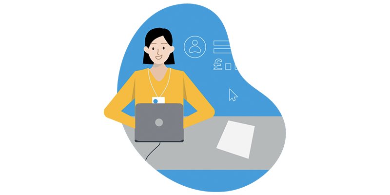An illustration of a Thames worker with a laptop