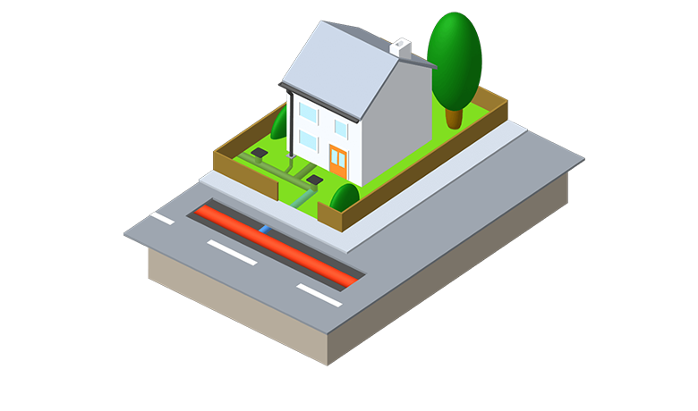 An illustration showing the drainage responsibility outside a property