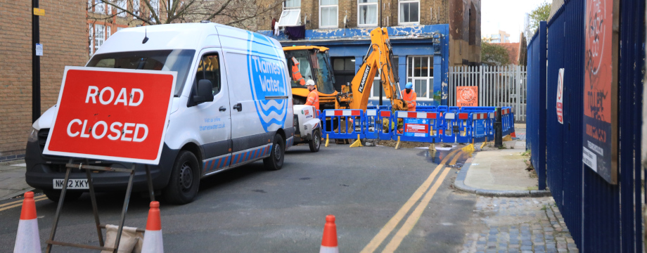 Thames Water engineers on site fixing a leak