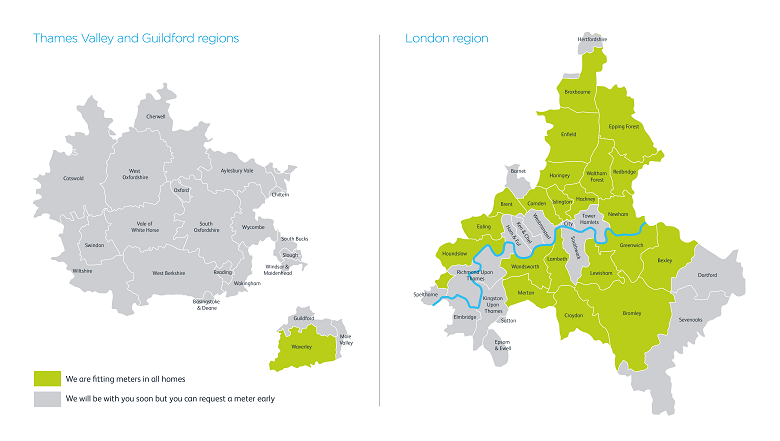 Thames Water smart meter rollout map