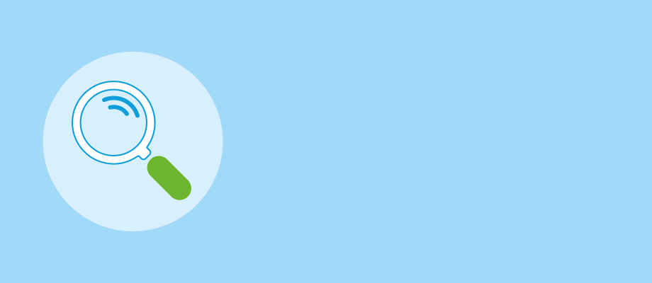 Magnifying glass icon on blue background