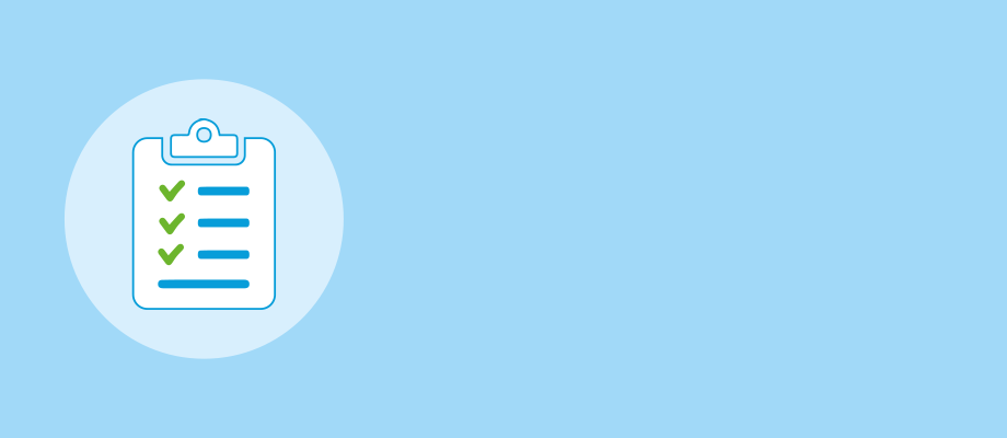 Clipboard icon on blue background