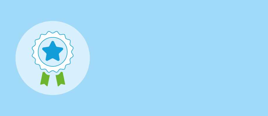 Ribbon icon on blue background