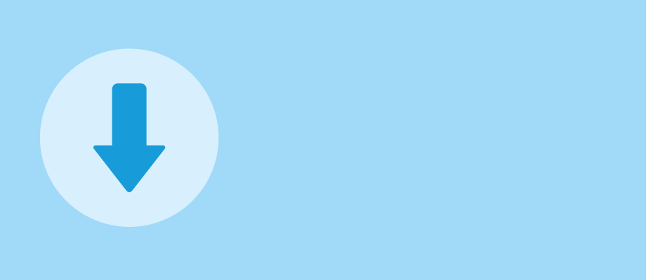 Down arrow icon on blue background