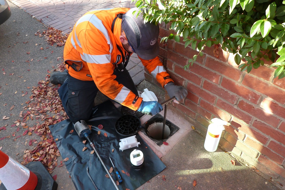 Thames Water worker checking pipes across infrastructure