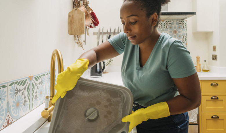 Woman washing up